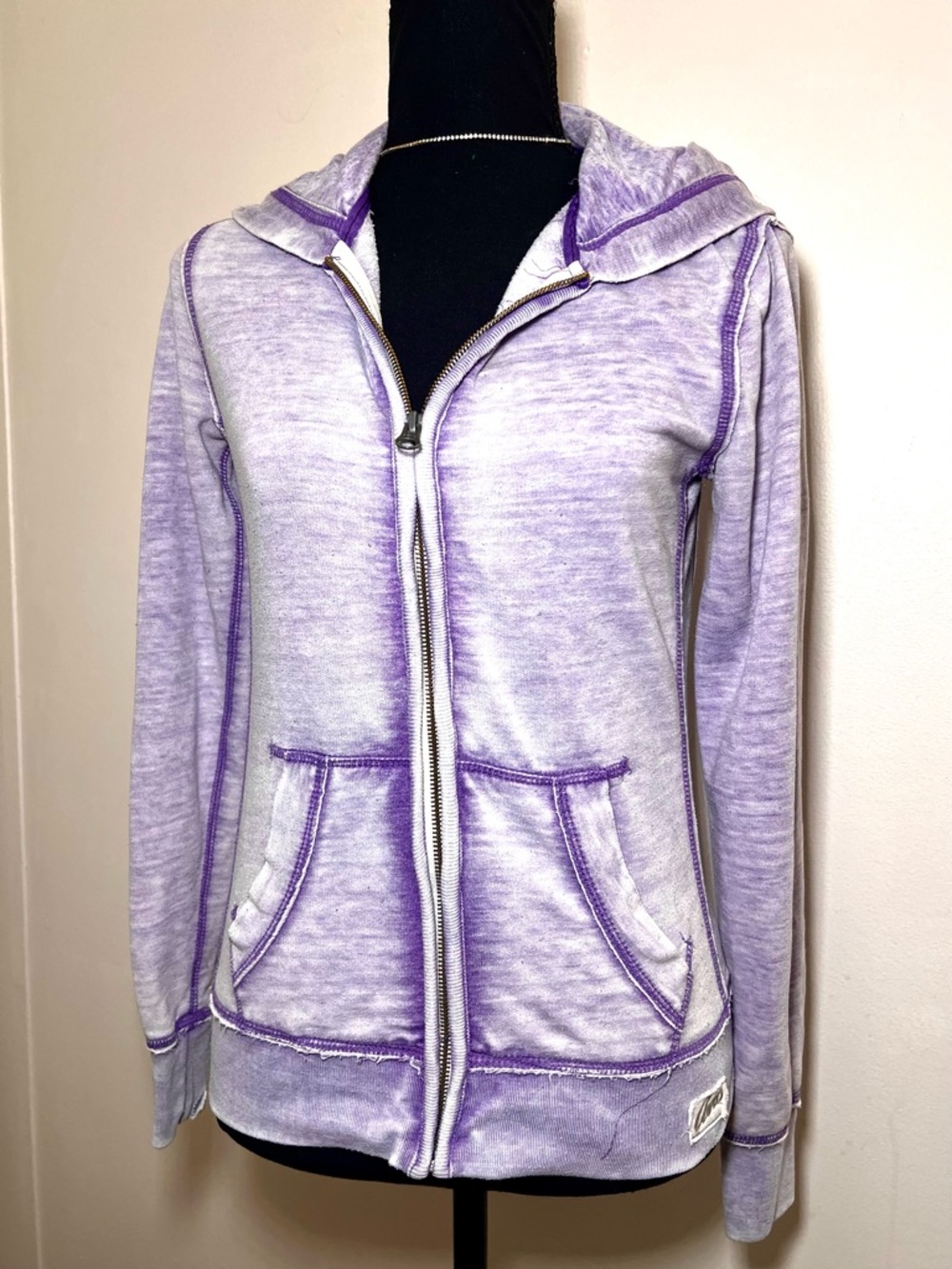 Vintage Aeropostale Y2K Zip Up Hoodie Small Purple Fitted Grunge
